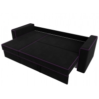 Угловой диван Принстон (микровельвет черный фиолетовый) - Изображение 4
